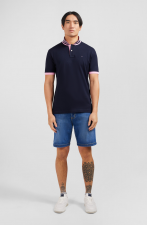 Polo marine en coton pima avec d tails contrast s