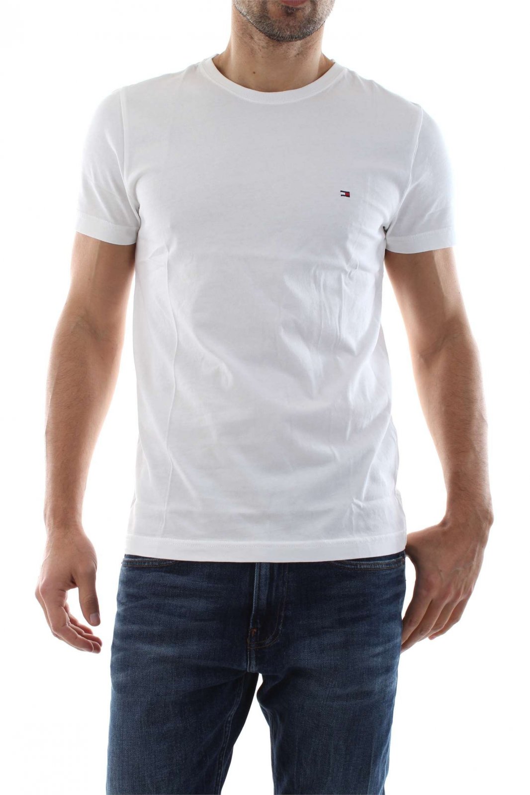 Tommy Hilfiger Tee Shirt Col Rond Blanc Uni Mw Mw T Shirt Pour