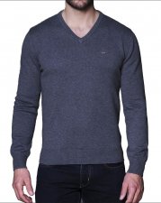 Pull Plain col V gris