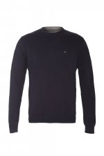 Pull Plain col rond marine