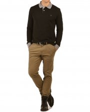 Polo uni manches longues noir