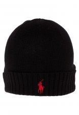 Bonnet laine noir logo rouge