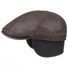 Casquette en cuir marron avec cache oreilles