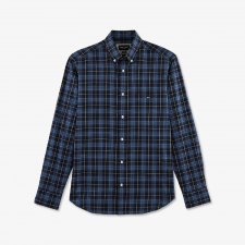 Chemise bleue en coton   carreaux