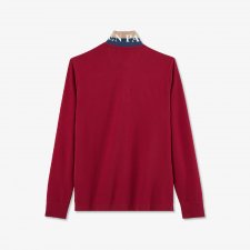Polo bordeaux en coton avec sous col contrast