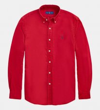 CHEMISE SLIM rouge logo marine