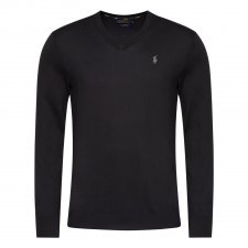 Pull coton col V Noir