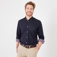 Chemise marine en coton avec broderie 10 stylis e