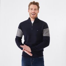 Pull marine col camionneur en coton brod