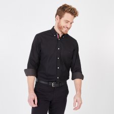 Chemise noire en coton avec d tails tricolores