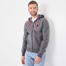 Sweatshirt gris   capuche en coton d tails fluo