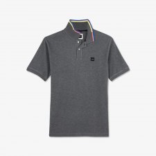 Polo en coton avec d tails fluo gris