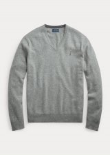 Pull laine gris col V