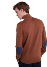 Pull demi zippe marron   coudi re bleu