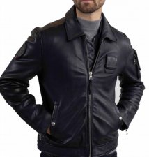 Blouson cuir Jeagger Alpha marine