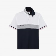 Polo blanc en coton piqu  color block