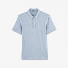 Polo bleu en coton flamm