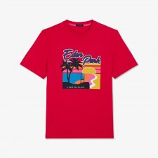 T shirt rouge en coton d tails floqu s rouge