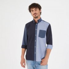 Chemise bleue en coton tricolore