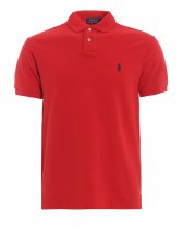 Polo slim fit rouge logo marine