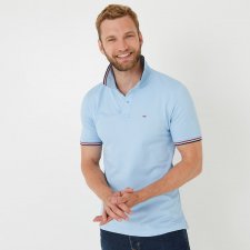 Polo bleu clair en coton Pima   d tails tricolores