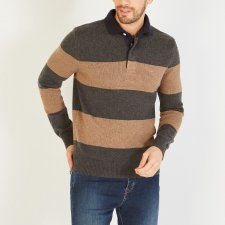 Pull col polo gris fonc