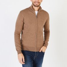 Cardigan en maille zipp  beige fonc