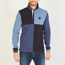 Maillot manches longues color block bleu fonc