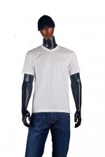 Tee shirt col V blanc uni