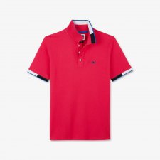 Polo rose en coton piqu    d tails contrast s