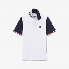 Polo color block blanc   logo  cusson