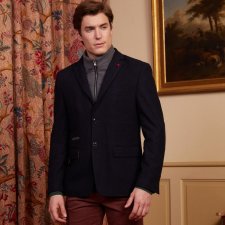 Blazer BRICE slim fit gris en laine avec coudi res