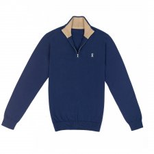 Pull KEATON zipp  en coton cachemire avec coudi re