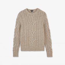 Pull beige moulin  en maille torsad e