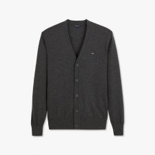 Cardigan gris fonc  en laine   col V