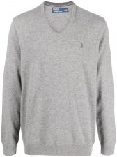 Pul col V en laine gris