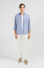 Chemise unie ciel en coton coupe classique