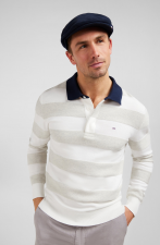 Pull blanc   rayures col polo