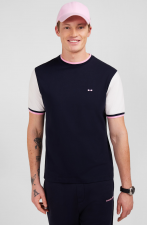 T shirt colorblock bleu   inscription Eden Park