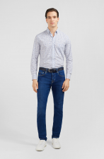 Chemise bleu clair   micro motif fleuri