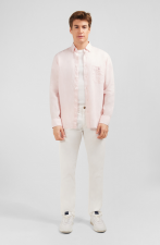 Chemise unie rose en lin