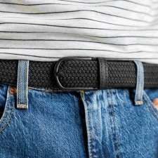 Ceinture tress e unie  lastique noire All Black