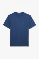 T shirt manches courtes bleu coton lin