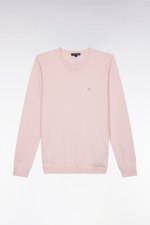 Pull col rond en coton et soie m lang s rose