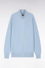 Cardigan zipp  en coton nid d abeille ciel