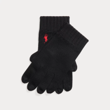 Gants en laine avec logo rouge