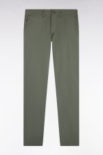 Pantalon chino regular en coton stretch kaki
