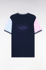 T shirt   manches courtes en coton tricolore brod