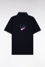 Polo   manches courtes en piqu  coton marine