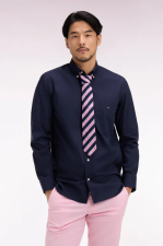 Chemise en coton marine   coudi res imprim es